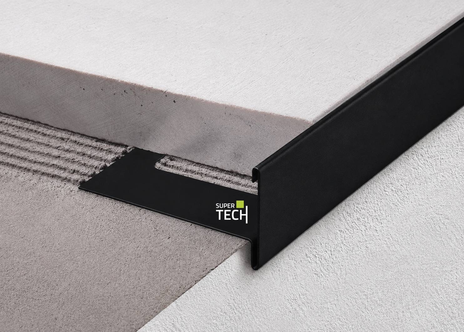 Profil picurator negru mat pentru terase acoperite cu ceramica groasa Bordertec BSR-A65