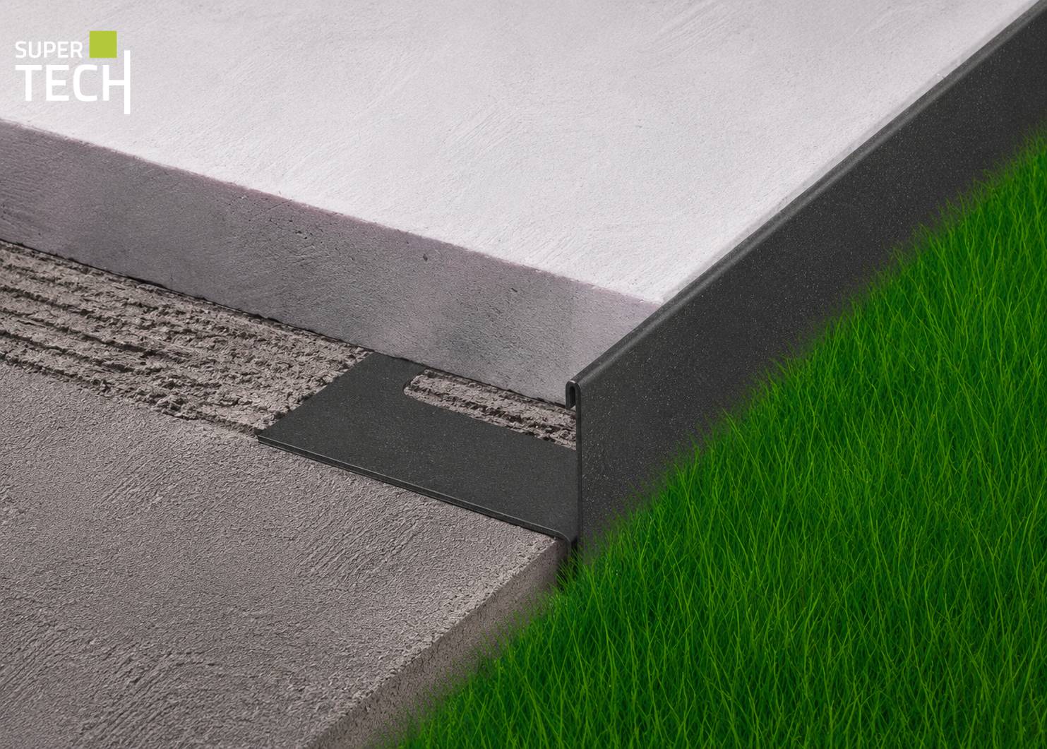 Profil de inchidere reversibil pentru alei si terase acoperite cu ceramica Bordertec BSR-A50 antracit