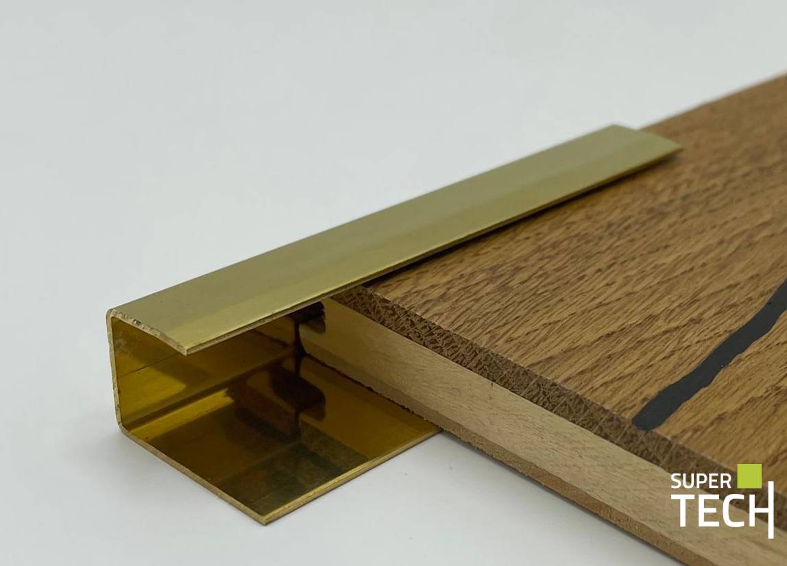 Profil de capat pentru parchet din alama auriu lucioasa Woodtec LT-OLN