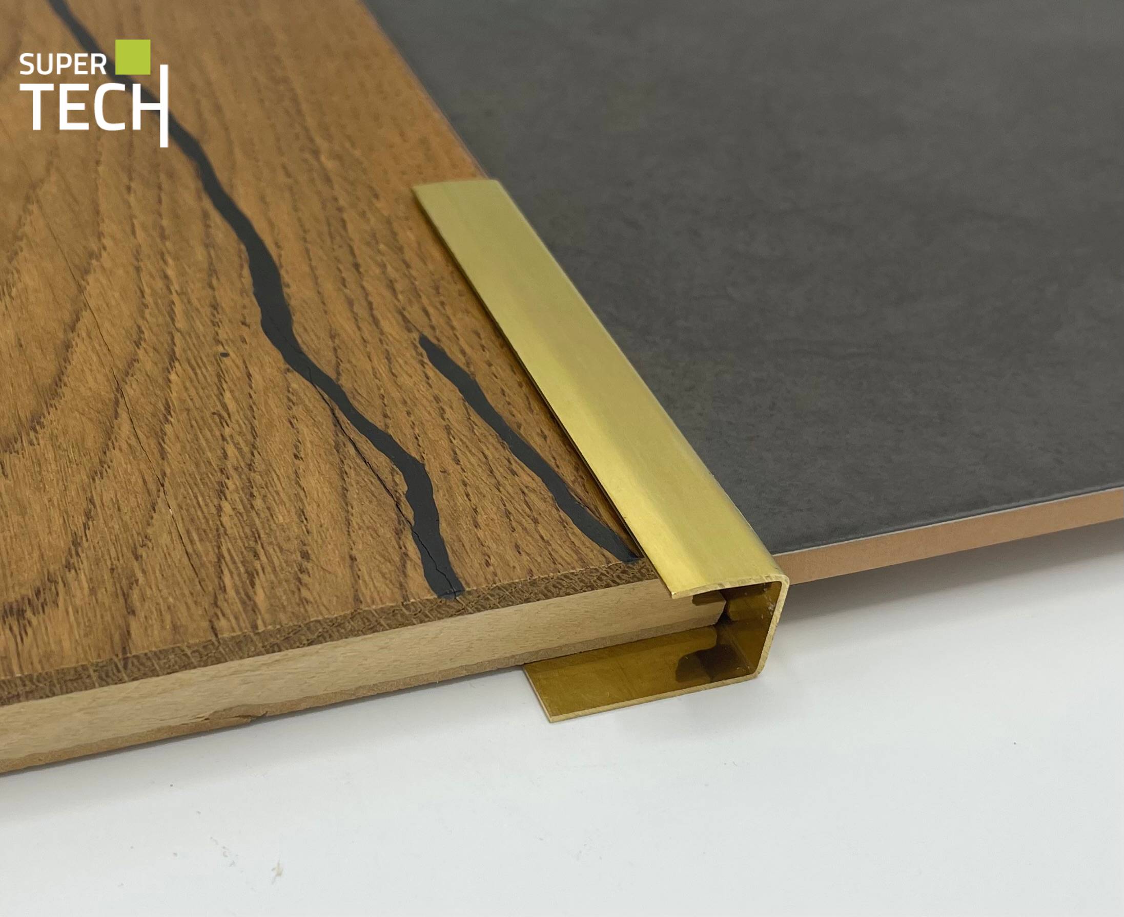 Profil de capat pentru parchet din alama auriu lucioasa Woodtec LT-OLN - imagine 3