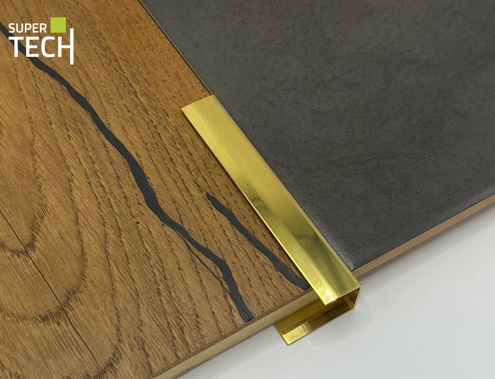 Profil de capat pentru parchet din alama auriu lucioasa Woodtec LT-OLN - imagine 4