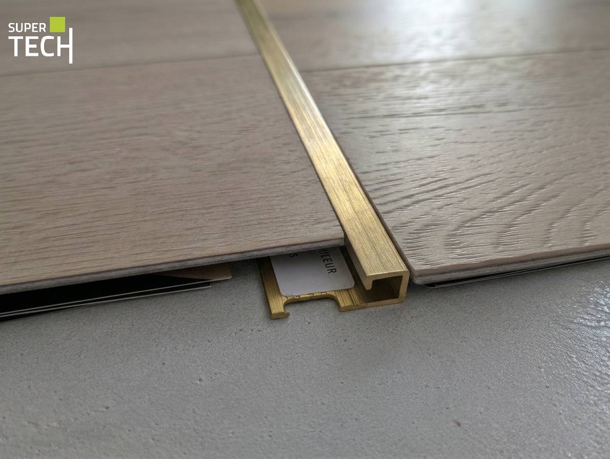 Profil trecere decorativ din alama periata latime=6mm pentru SPC si placi subtiri PJQSOS 06
